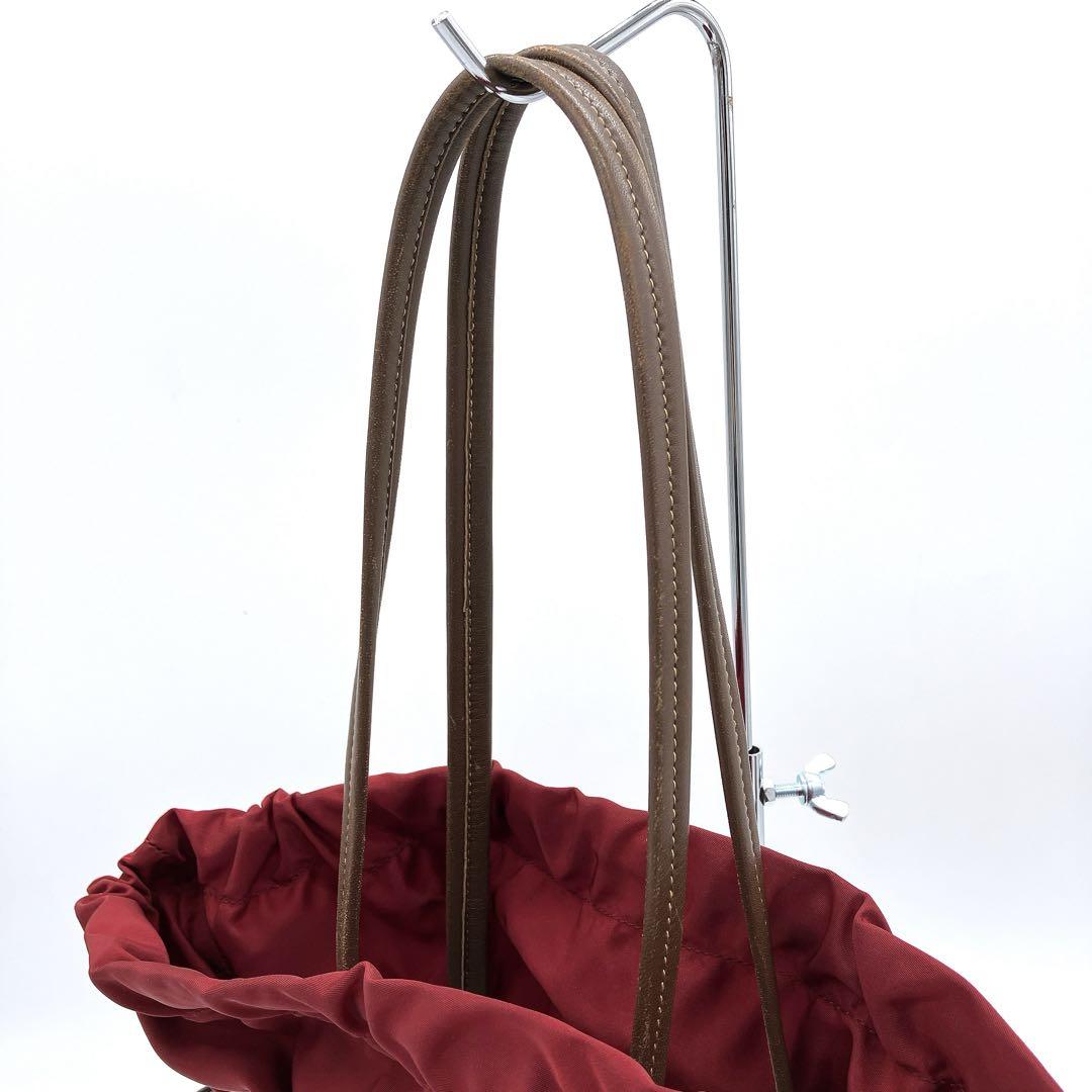 美品【PRADA】トートバッグ ロゴ金具 ロゴジャガード 巾着