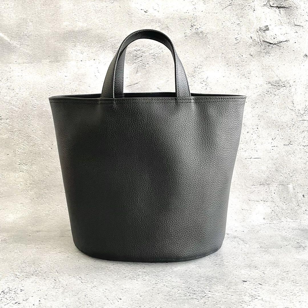楕円底のトートバッグ　（L）　フェイクレザー　ハンドメイド