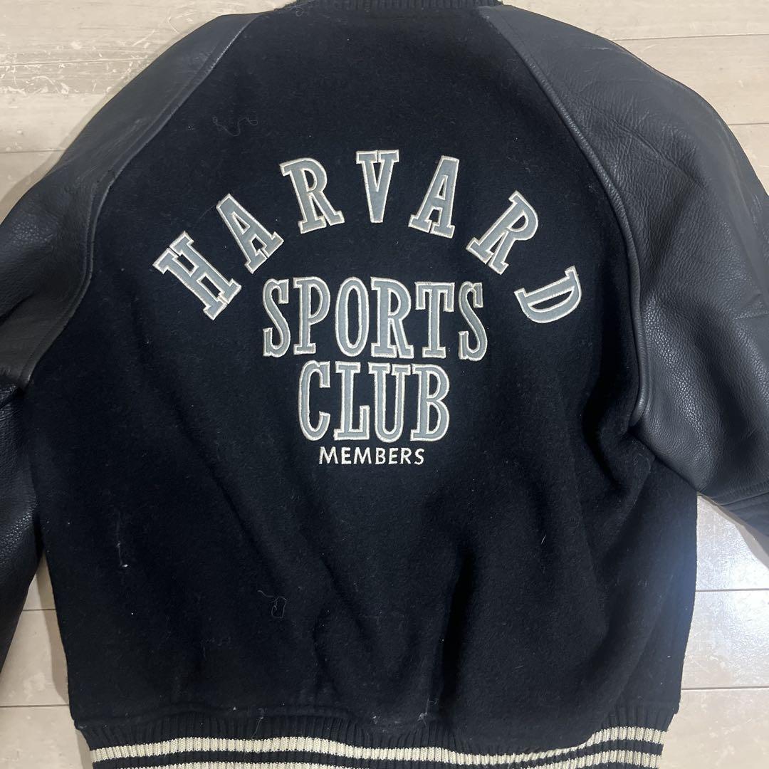 90s HARVARD UNIVERSITY レザースタジャン ブラック 日本製