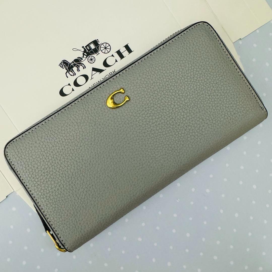 coachコーチ長財布 レディースのグレー色新品財布