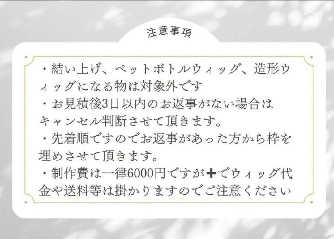 ウィッグオーダー 受付 コスプレ 短納期 低予算 最短納期 7月
