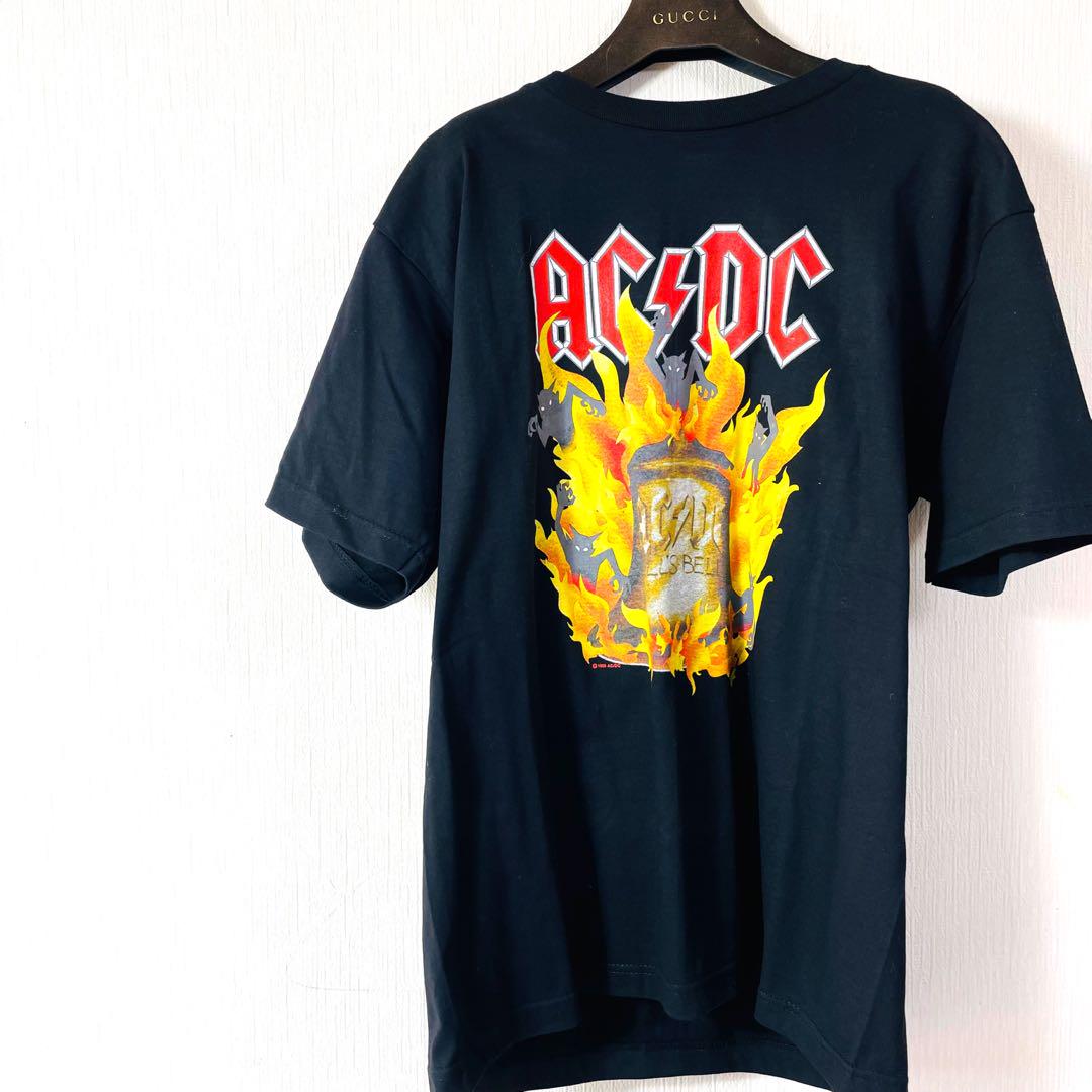 ꧁極美品꧂80s AC/DC Hanes エーシーディーシー　ヘインズ　L黒