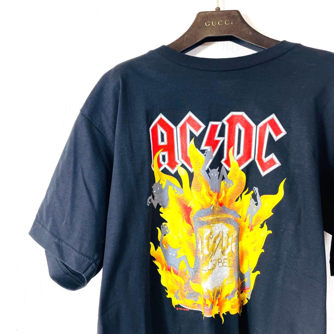 ꧁極美品꧂80s AC/DC Hanes エーシーディーシー　ヘインズ　L黒
