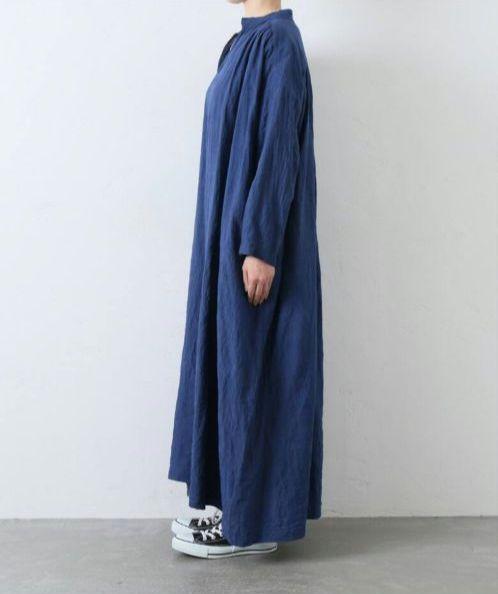 journal　standard　luxe リネンキーネックワンピース　ネイビー