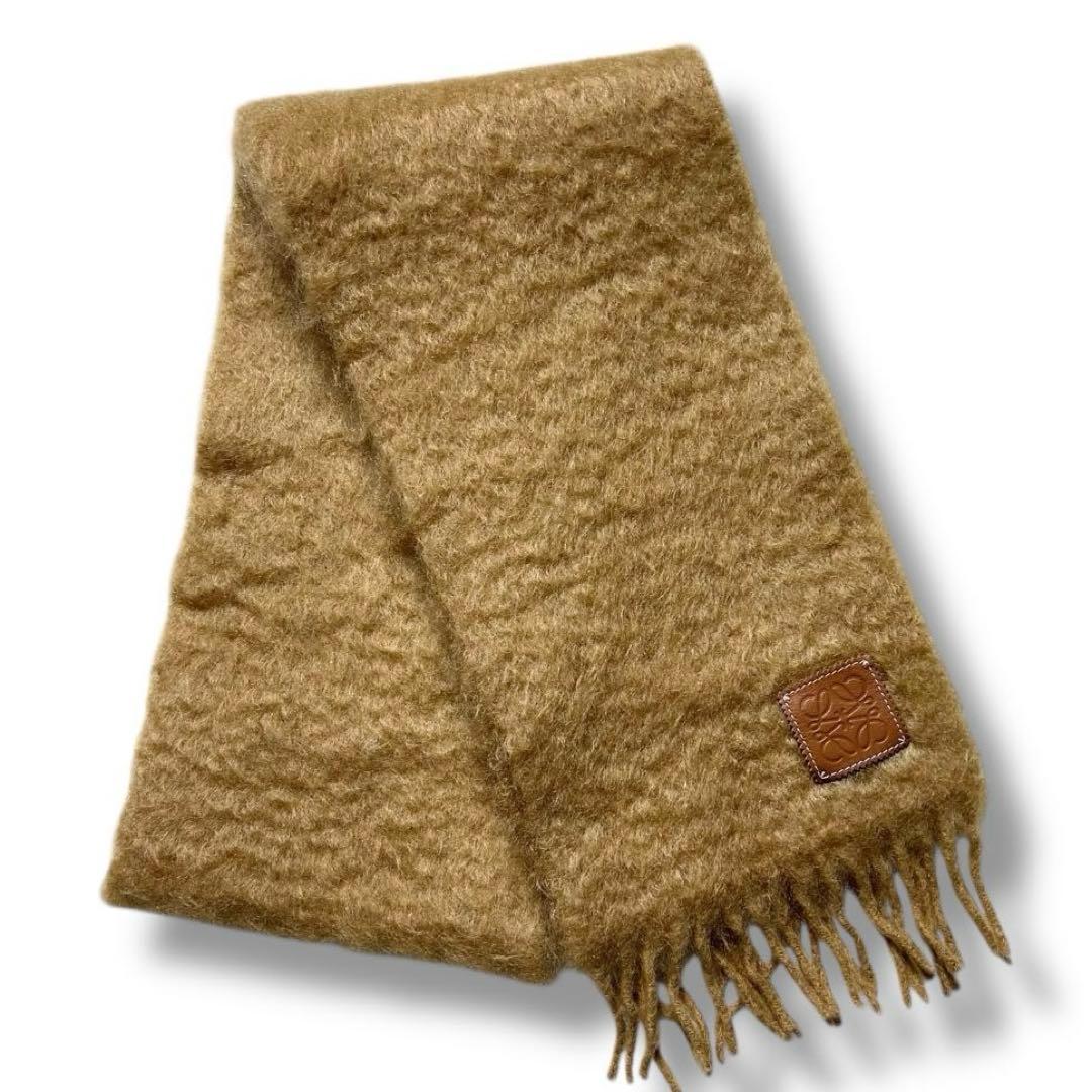 美品 LOEWE ロエベ アナグラム モヘア 現行 大判 マフラー ウール