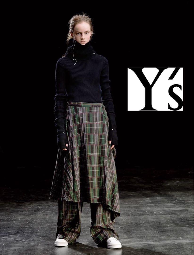 【Ｙ'ｓ】チェック柄 変形デザインスカート【2019AW】