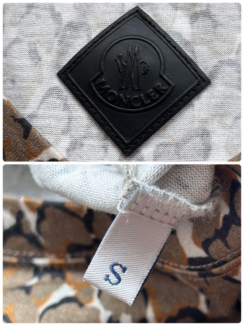 極美品✨モンクレール　Tシャツ　総柄　ロゴラバーパッチ　ブラウン　S　イタリア製
