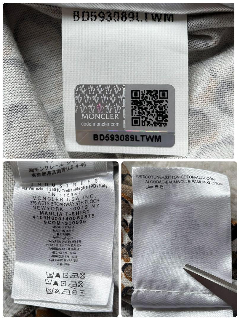 極美品✨モンクレール　Tシャツ　総柄　ロゴラバーパッチ　ブラウン　S　イタリア製