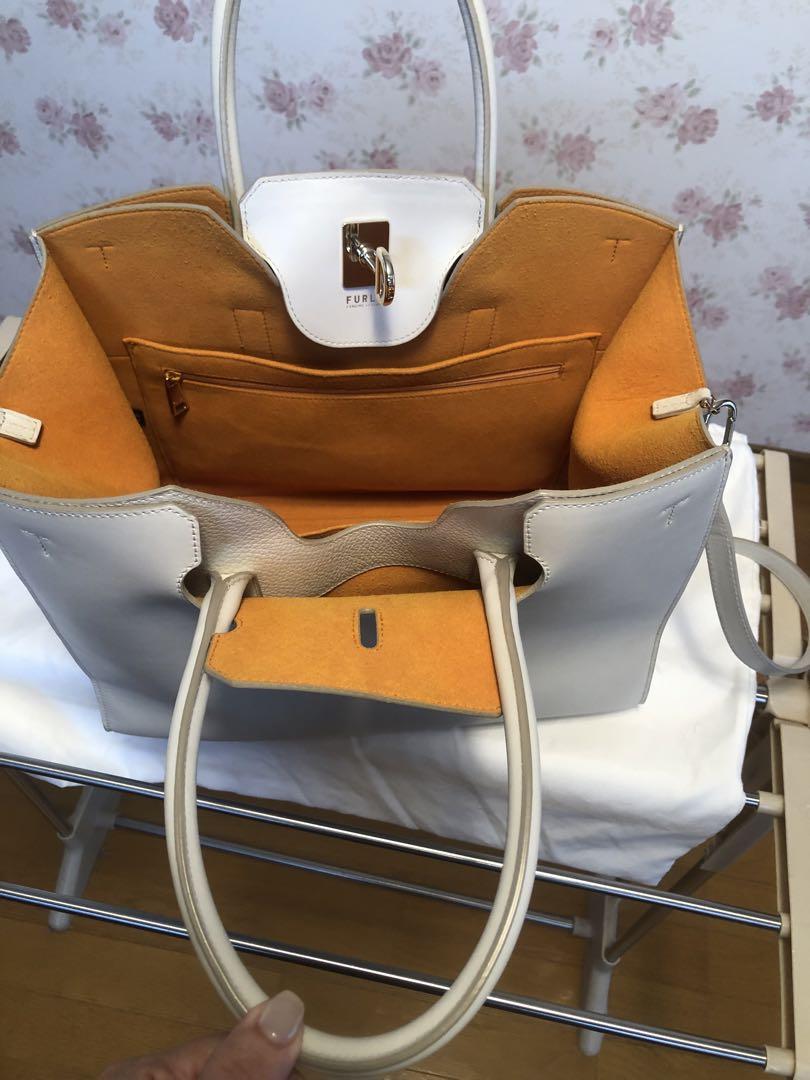 FURLA トートバッグ グレーオレンジ