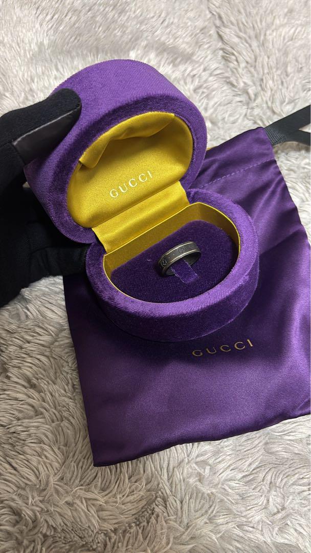 GUCCI グッチ　ブラック・シルバー　リング・指輪　18号
