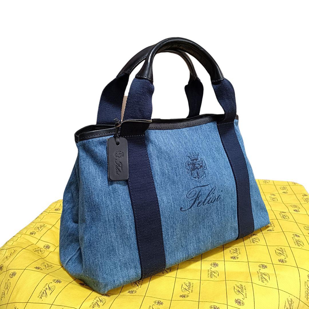 美品 Felisi フェリージふ トートバッグ デニム 16-44