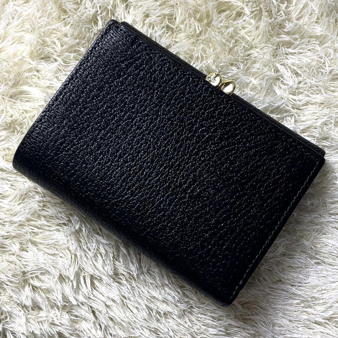 【極美品】ヴィヴィアンウエストウッド 折り財布 オーブ がま口 レザー 黒 極美品 箱付き ヴィヴィアンウエストウッド 折り財布 がま口