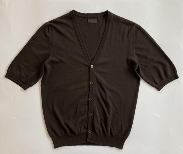 Gran Sasso “Vintage”半袖 ニットカーディガン 48 ブラウン