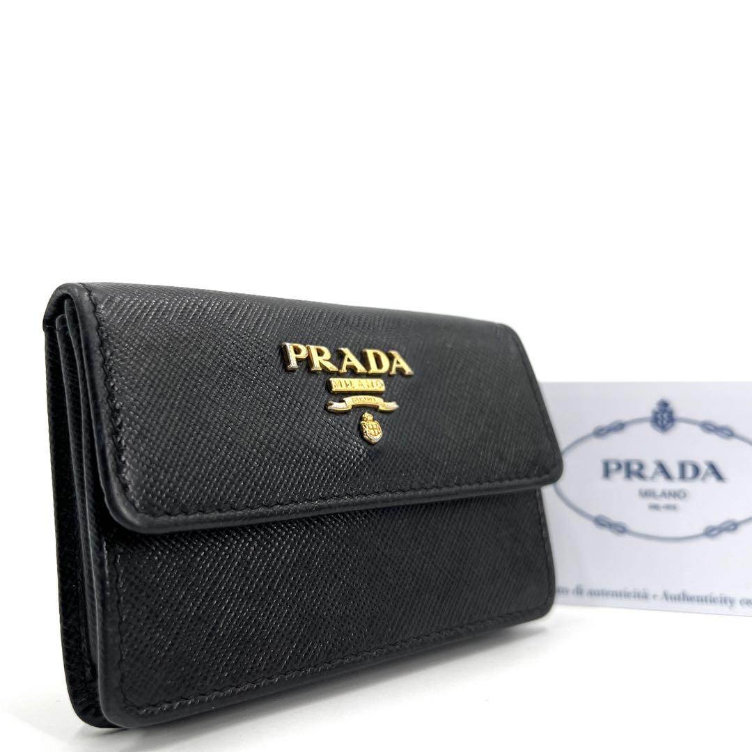 PRADA 名刺入れ 黒 レザー ゴールド PRADA 名刺入れ 黒 レザー ゴールド