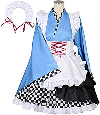 【大正浪漫】 メイド服 コスプレ イベント コスチューム ブルー 和服