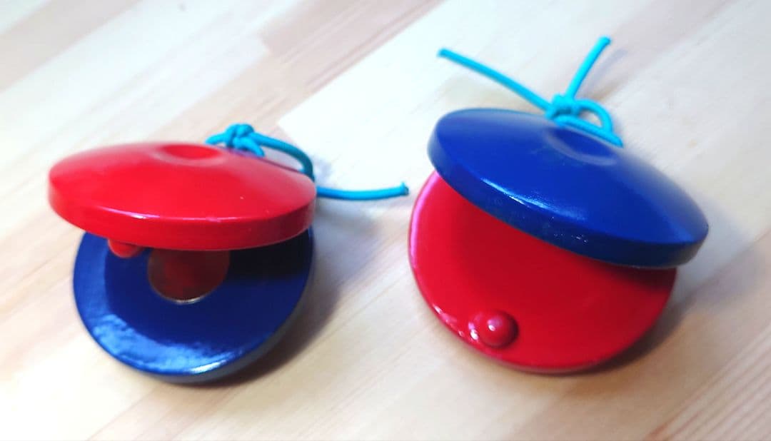 Wooden Castanets (Red & Blue) - Set of 2