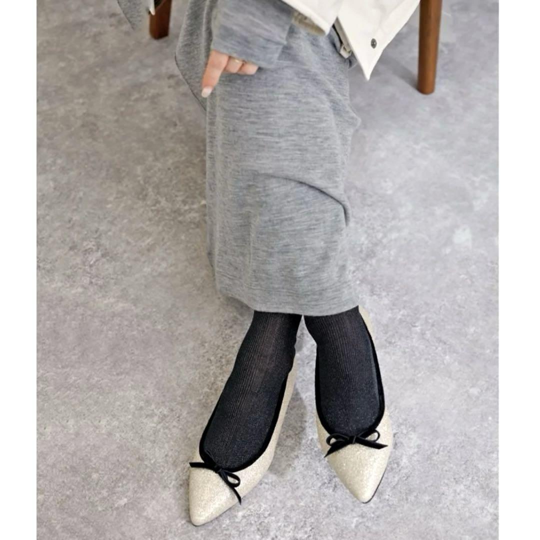 【美品】LE TALON ポインテッドベルベットリボンバレエ バレエシューズ 金