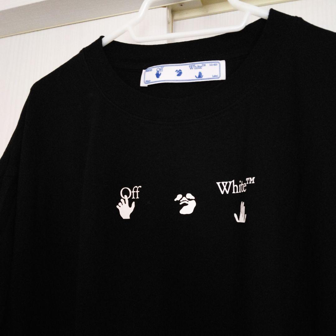 OFF WHITE バックスタイルまで格好良い☆プリント Tシャツ オフホワイト メンズ Tシャツ 半袖 OFF-WHITE ブランド トップス