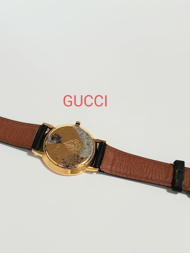 GUCCI ゴールド アナログ時計 レザー バンド GUCCI レザーベルト ゴールド アナログ ローマン 腕時計 グッチΩ