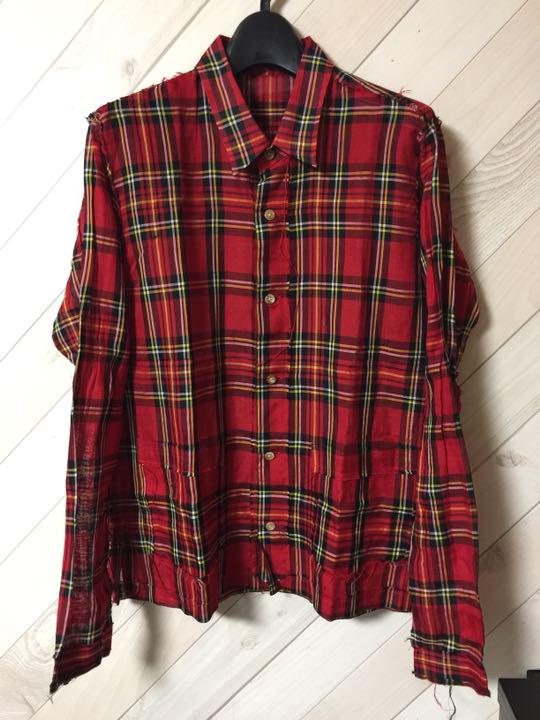 キムタク着 チェックシャツ ダメージ加工 PalhV-m25105908465 マスターマインド スカル 大得価安い