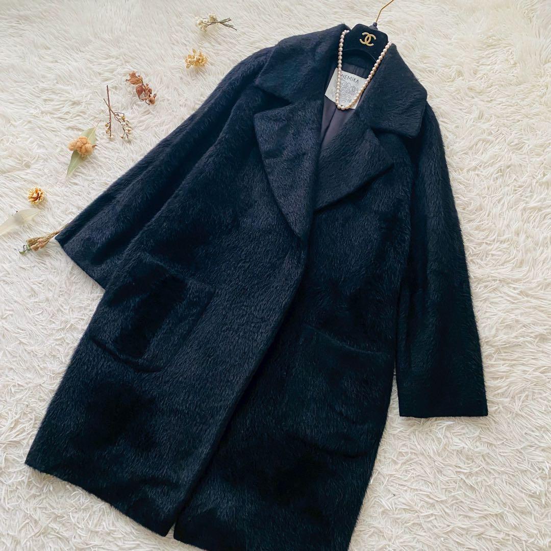 レリアン●美品●日本製高級アルパカブレンド コクーンシャギーコート ロング L レリアン●美品●日本製高級アルパカブレンド コクーンシャギーコート ロング L