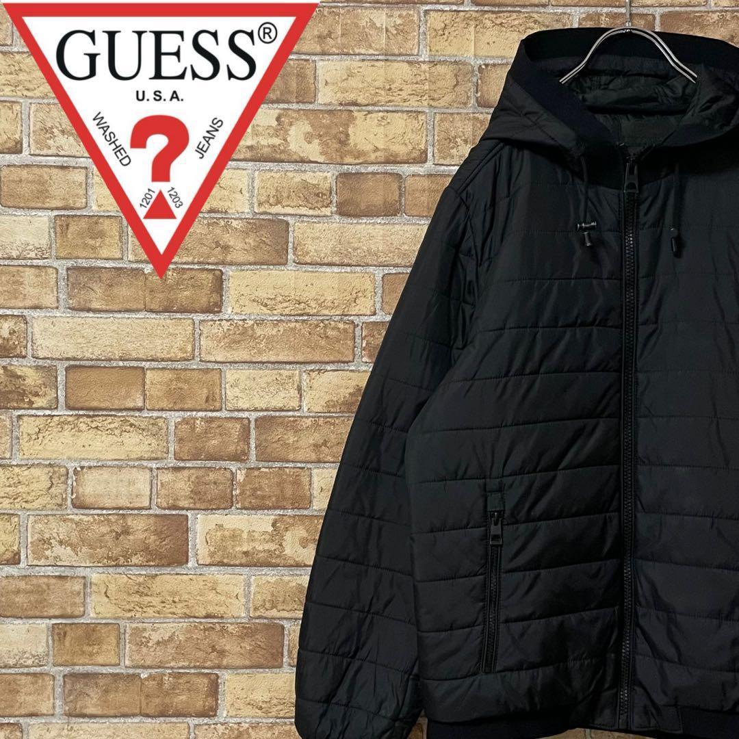 GUESS　ゲス　ライトダウンジャケット　中綿　キルティング　黒　ブラック　M