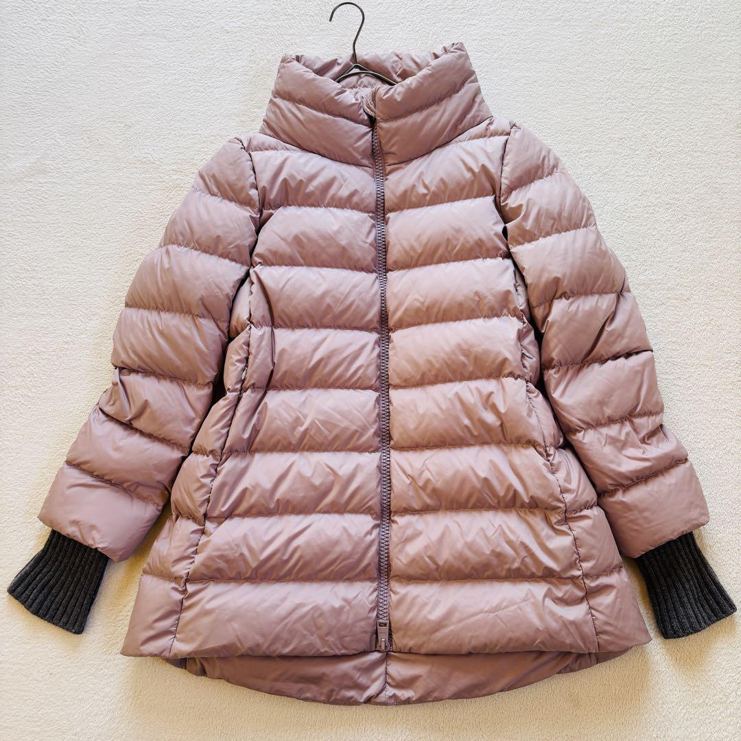 【美品】ヘルノ ダウンコート ハイネック レディース 46 大きいサイズ ピンク