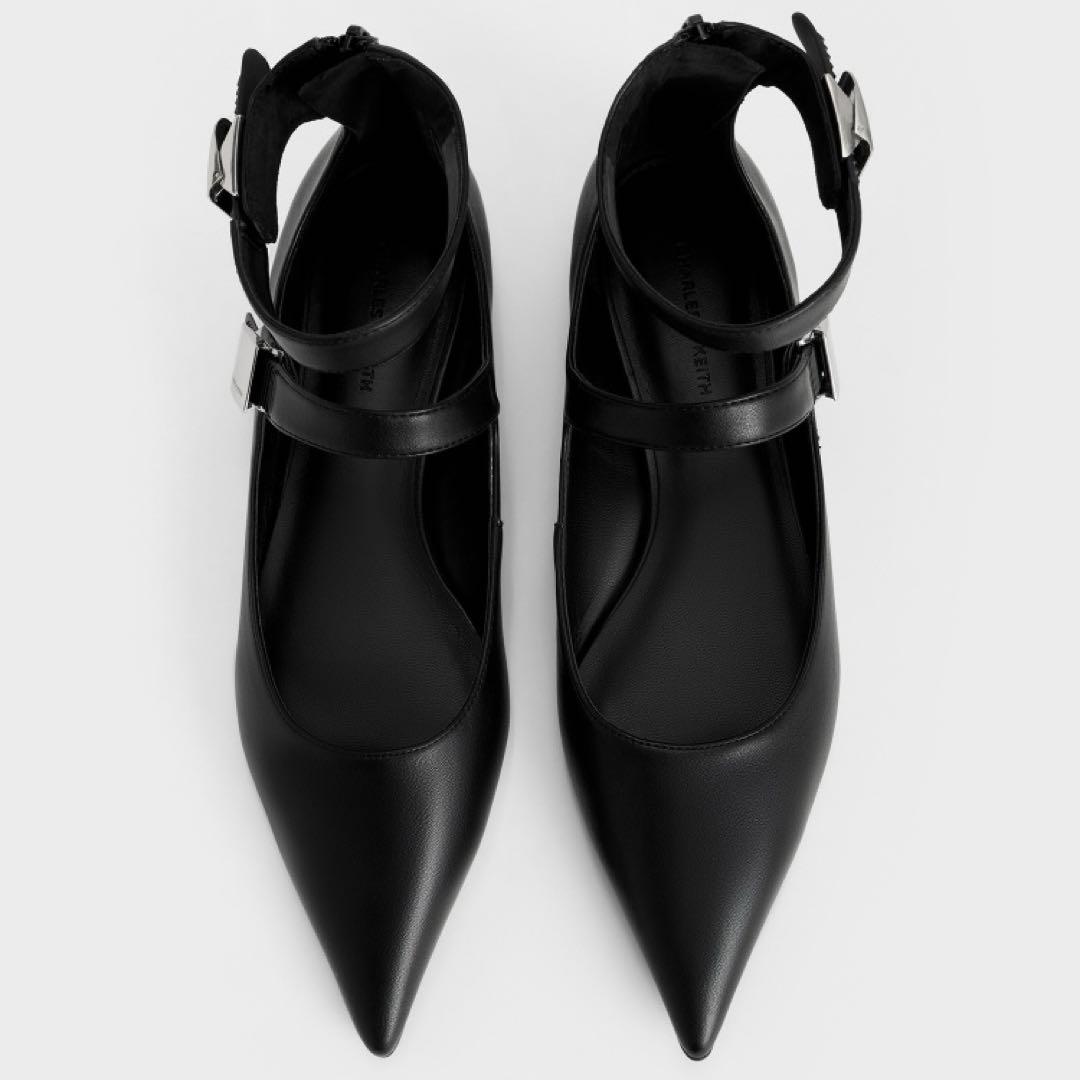 【SALE】CHARLES&KEITH ポインテッドトゥメリージェーンフラット