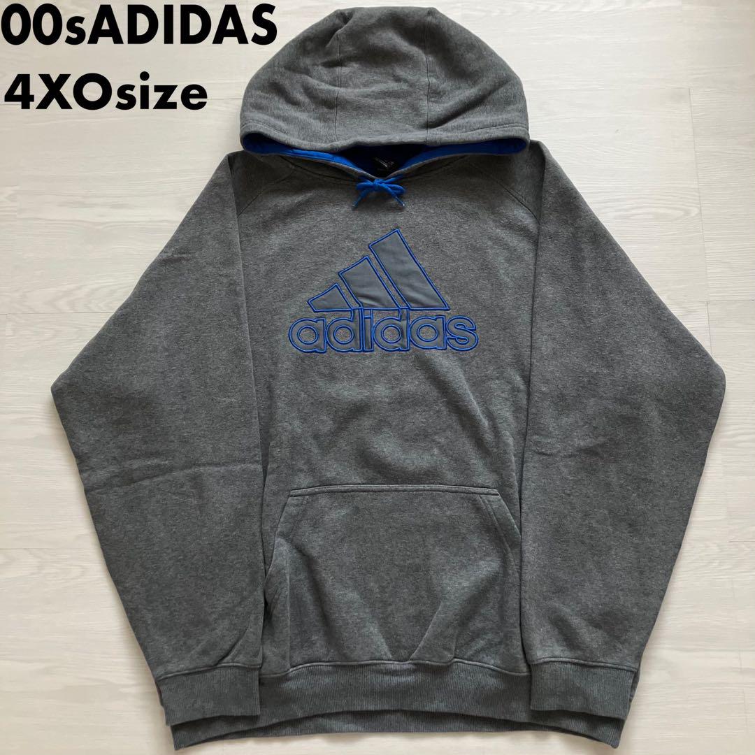 4XO特大サイズ00s old adidas 豪華刺繍 オーバーサイズパーカー