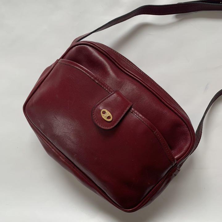 celine セリーヌ ワインレッド　レザー　ショルダーバッグ  マカダムロゴ