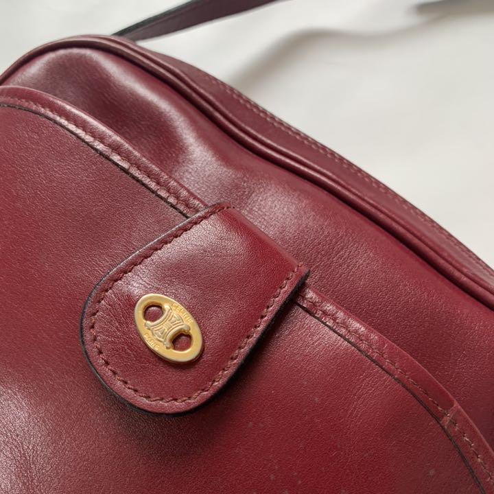 celine セリーヌ ワインレッド　レザー　ショルダーバッグ  マカダムロゴ