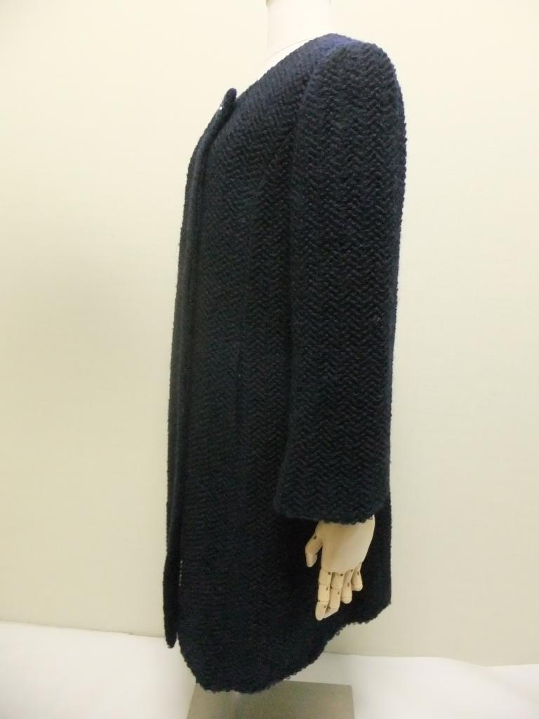 贈り物 美品 バーニーズニューヨーク ノーカラーコート 40 ネイビー系 ジャケット・アウター