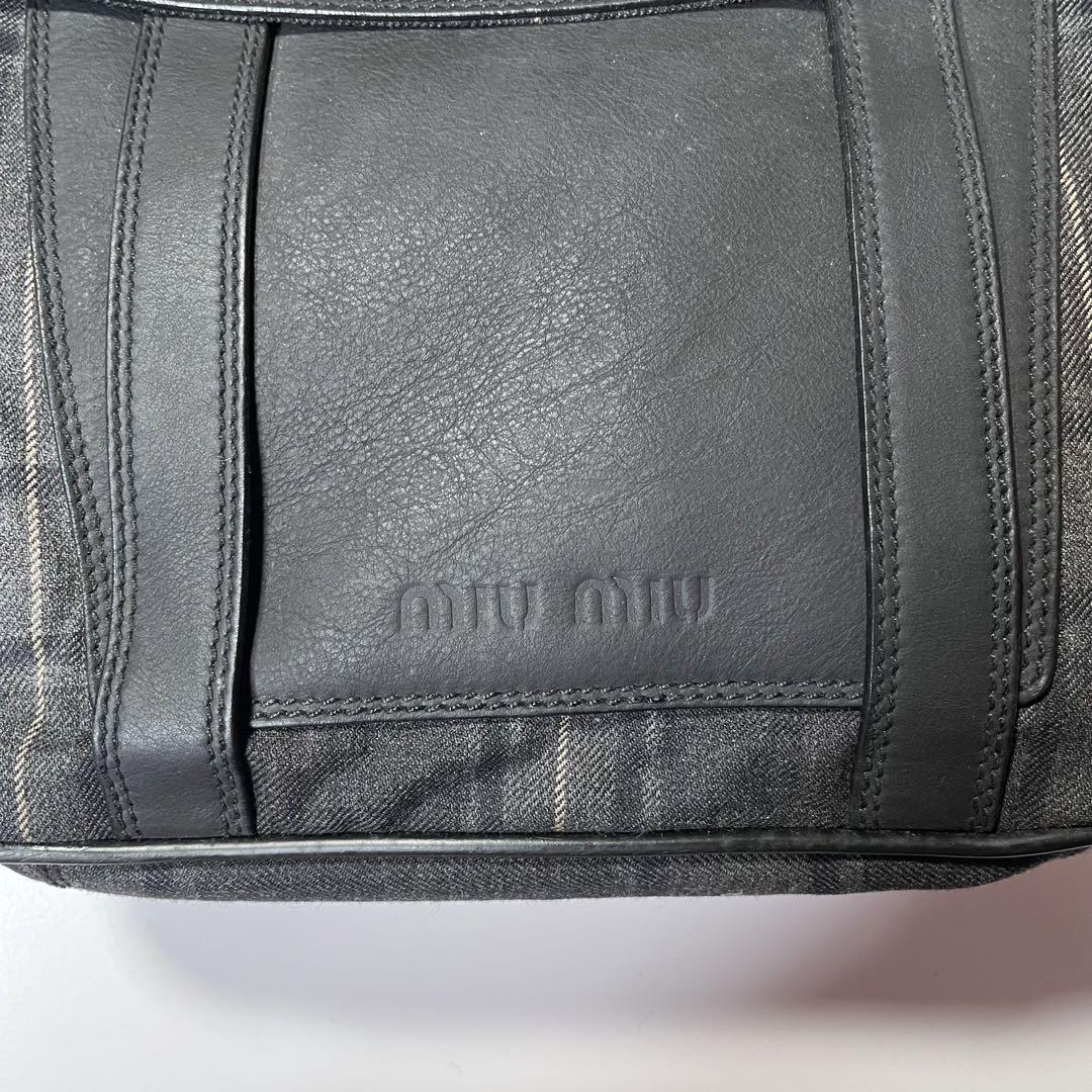 MIU MIU 2000s チェック柄 ウール レザー ショルダーバッグ