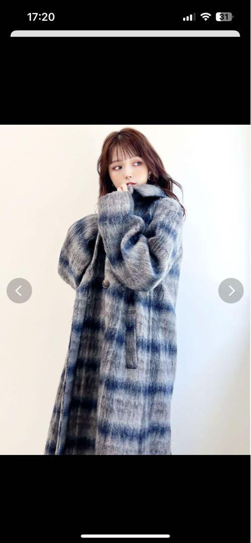 RESEXXY リゼクシー　シャギーチェックロングコート