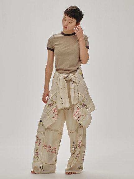 新品 トゥデイフル Embroidery Patchwork Trousers