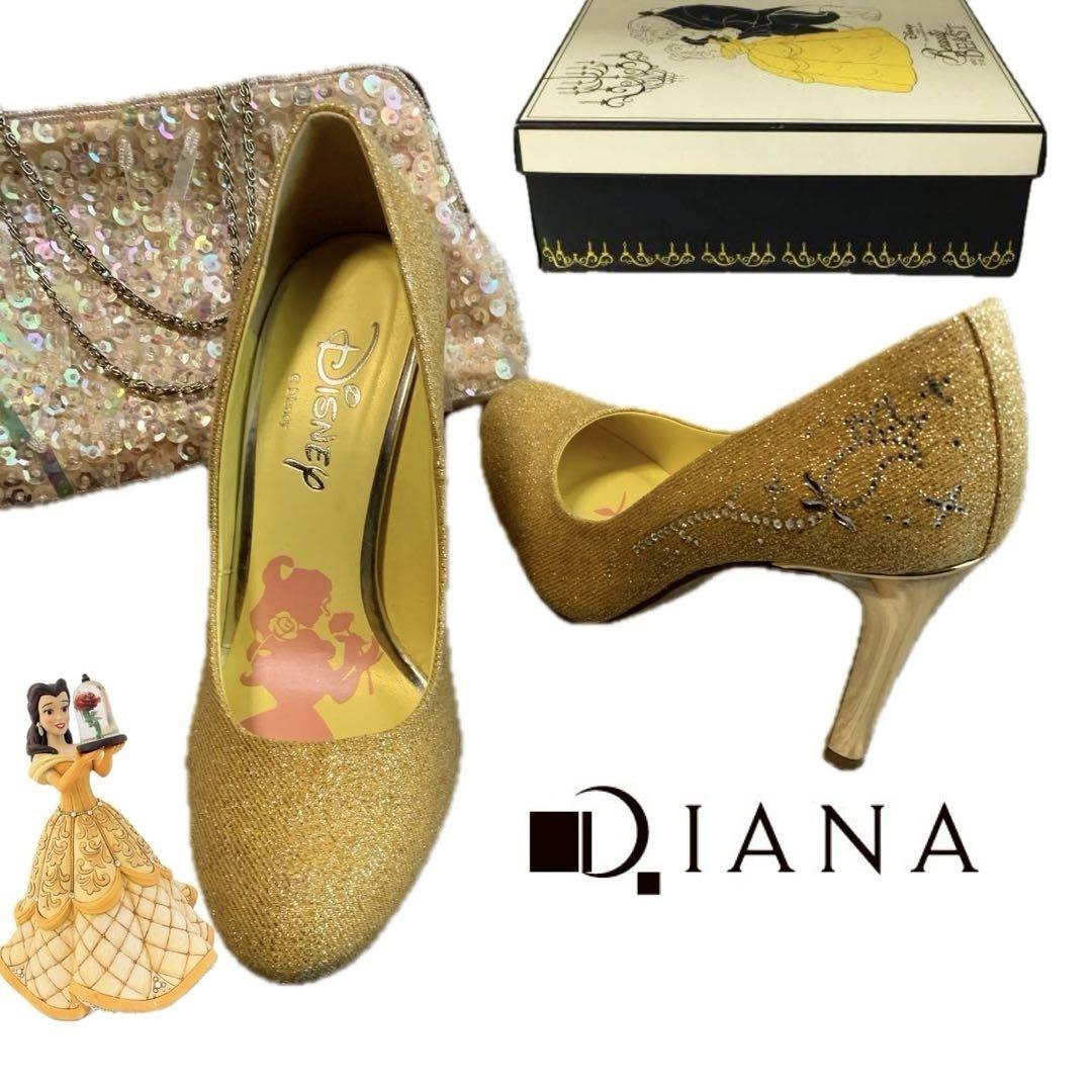 希少】Diana ディズニーコラボゴールドパンプス ベル 結婚式