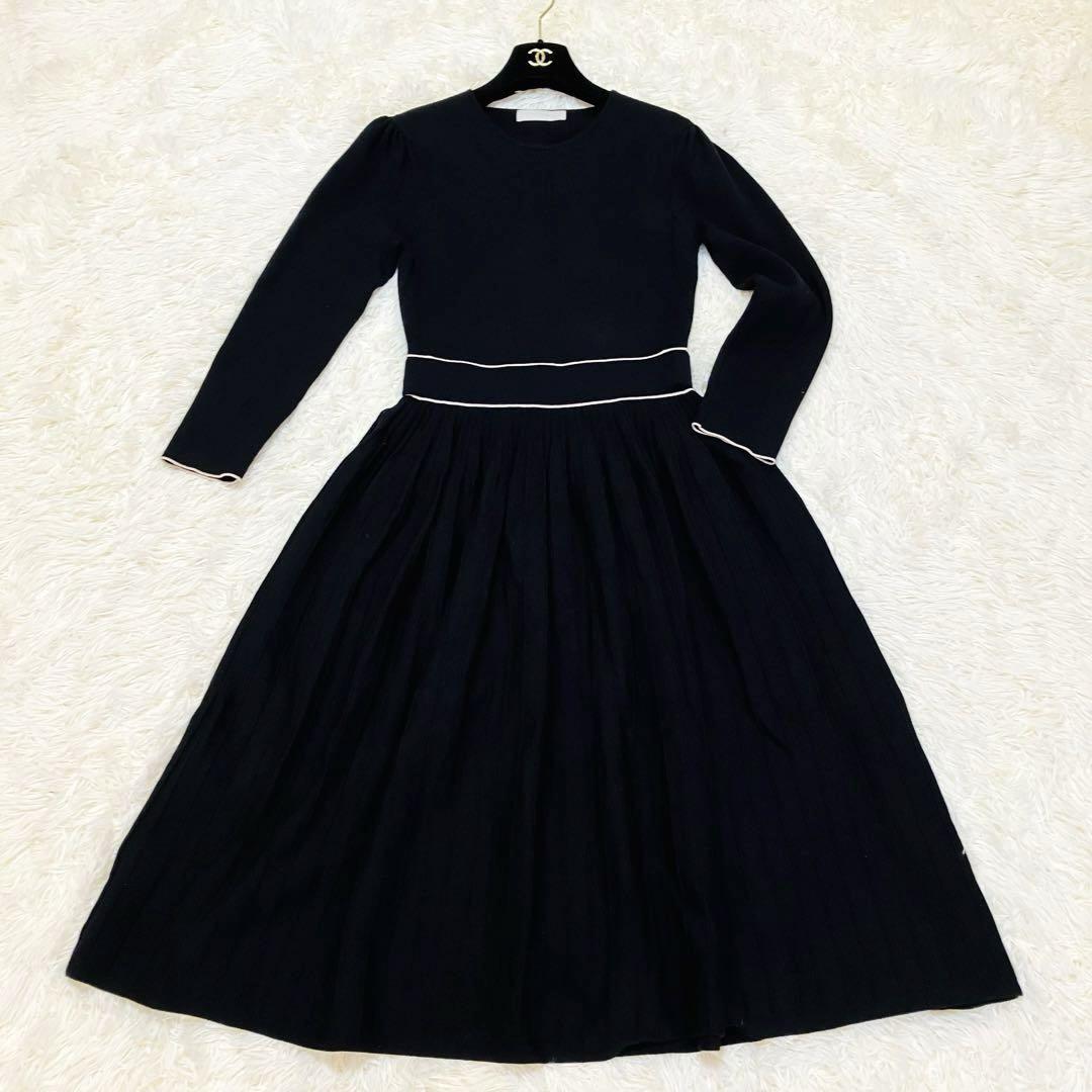 美品 CELFORD セルフォード プリーツ ニットワンピース ブラック 38