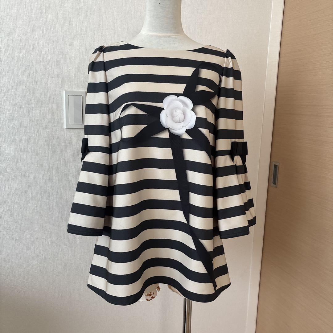 M'S GRACY チュニック カメリア リボン ネックレス モチーフ ボーダー M'S GRACY チュニック カメリア リボン ネックレス モチーフ