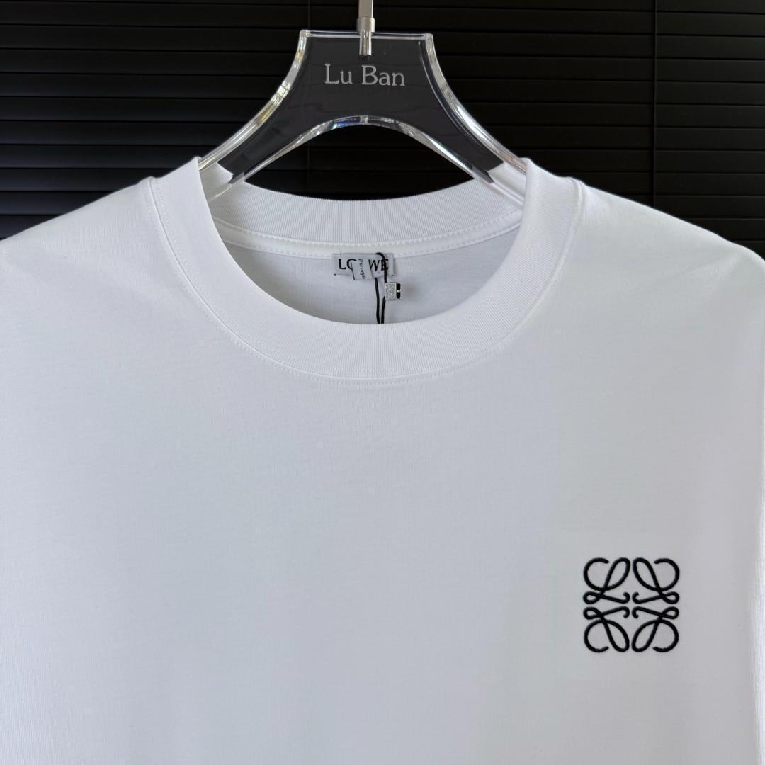 LOEWE ホワイト コットン Tシャツ ロゴ刺繍 - メルカリ
