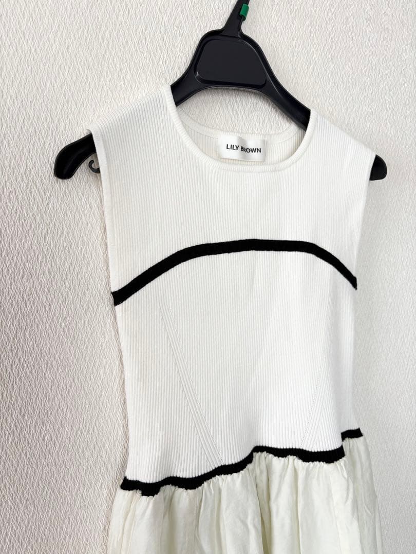 LILY BROWN ノースリーブ ホワイト ブラック ロングワンピース