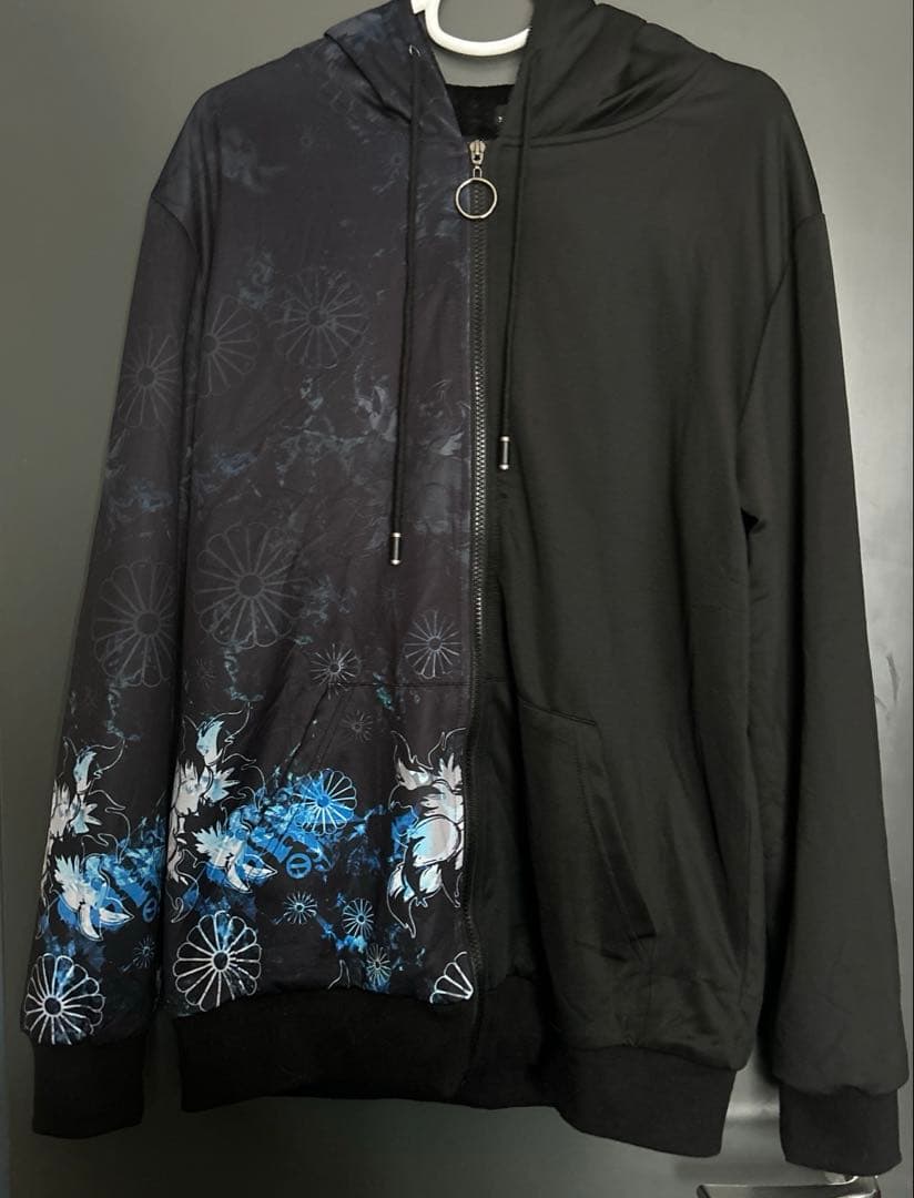 NieR clothing 内側超ふわもこ厚手zip parka 和柄九尾　青