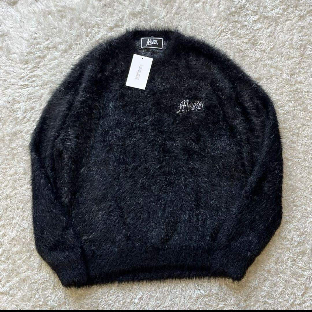 未使用品✨激レア✨MOBB モヘア調 ニット シャギー ブラック ロゴ
