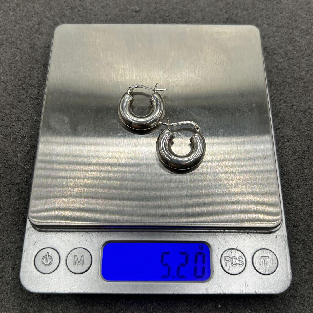 シルバー925 Silver ビッグフープピアス/軽研磨仕上げ/太め/両耳