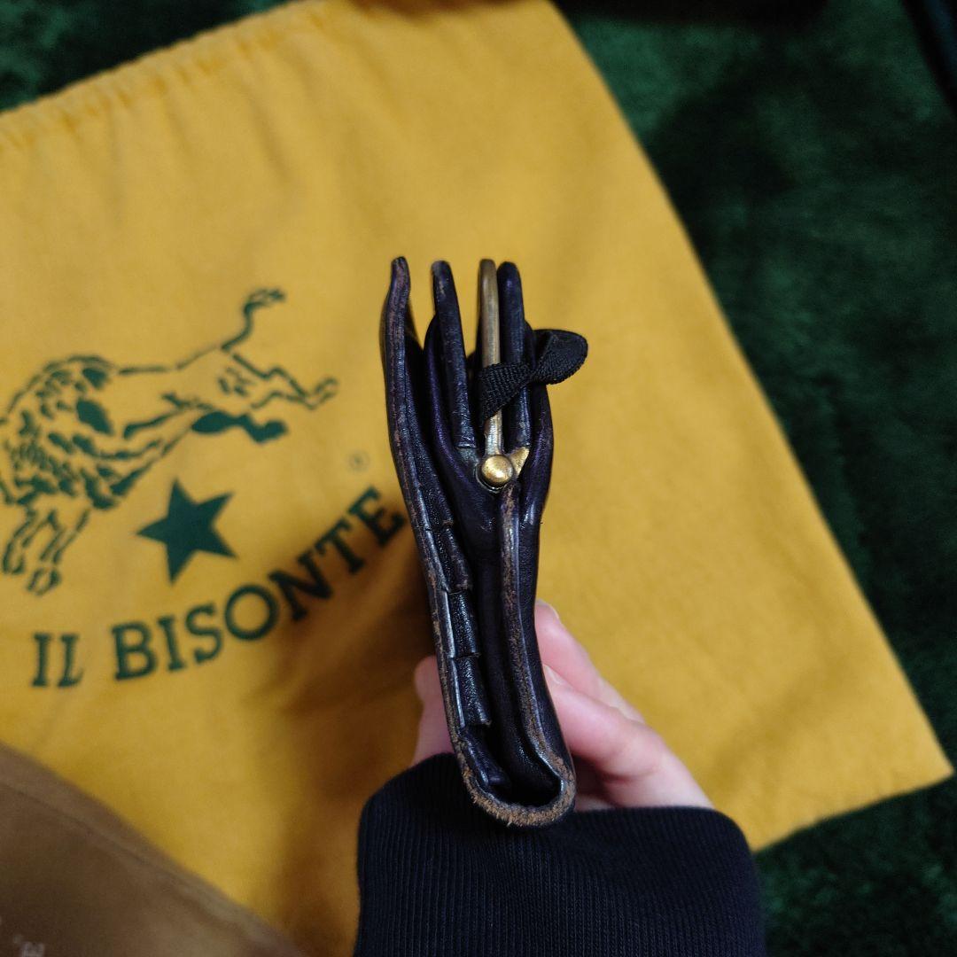 ファッション IL BISONTE 黒長財布 保存袋付き 小物
