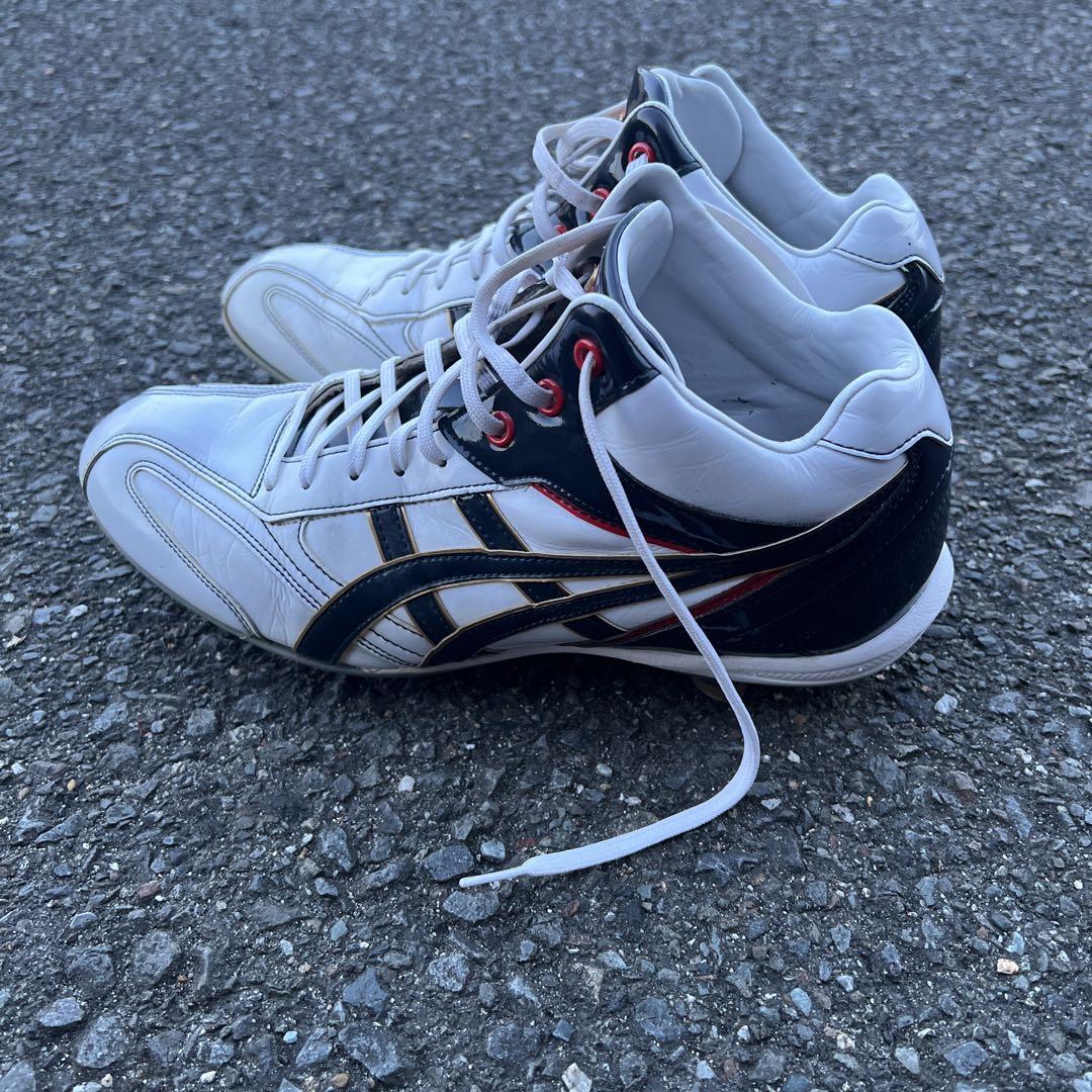 asics 高トップ スパイク ホワイト/ブラック/レッド