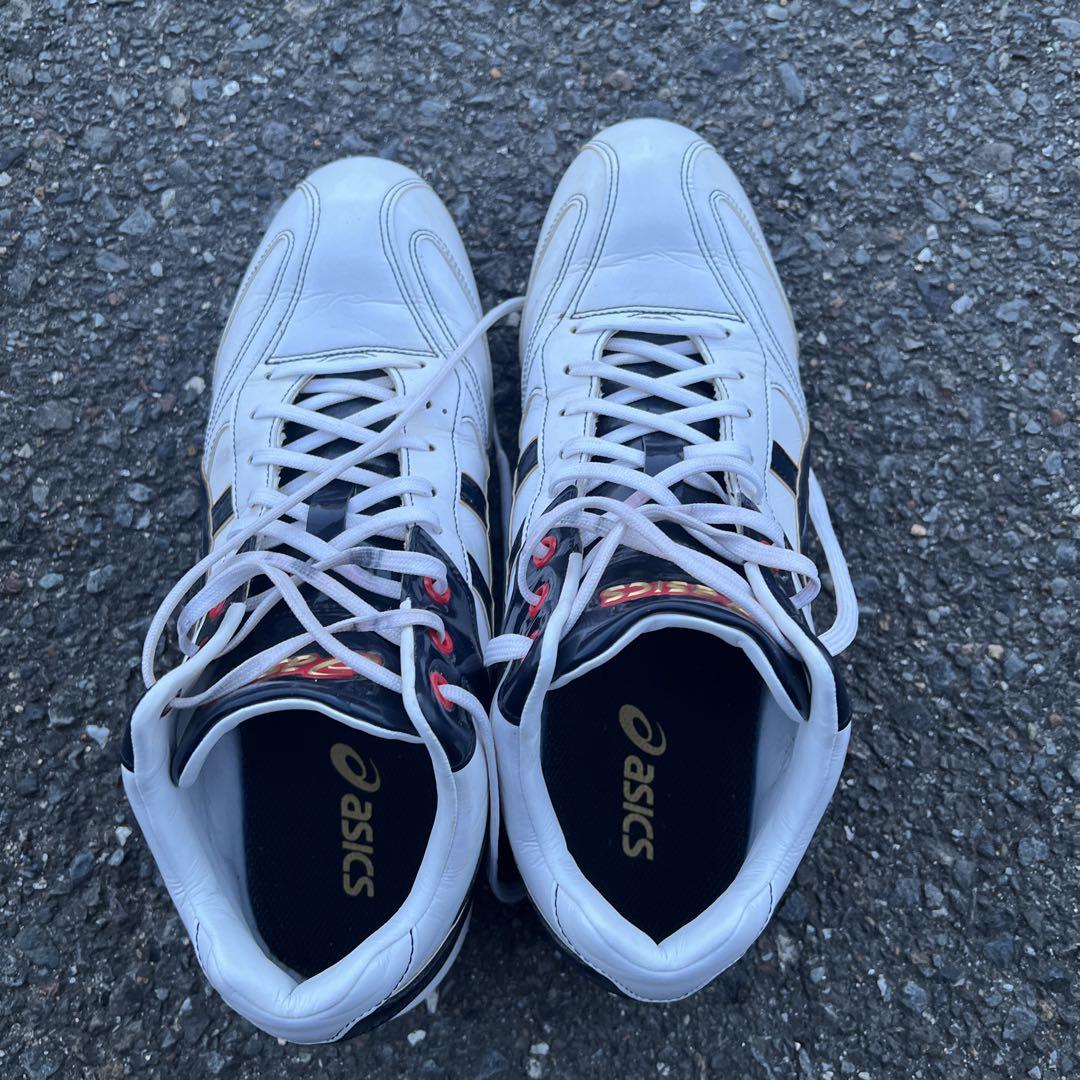 asics 高トップ スパイク ホワイト/ブラック/レッド