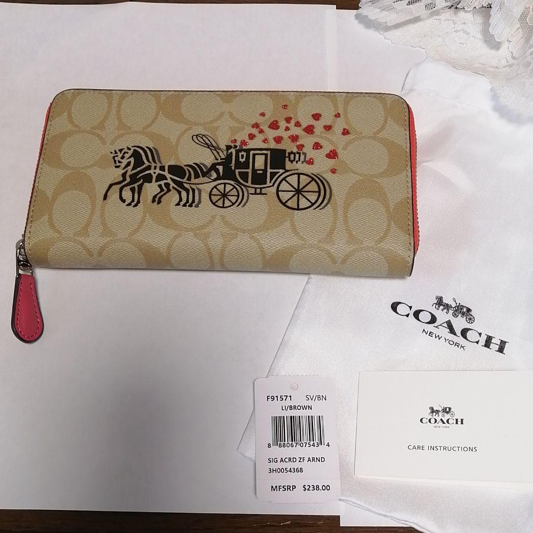 44%割引ブラウン系上品な COACHコーチ キャリッジ長財布 新品 正規品