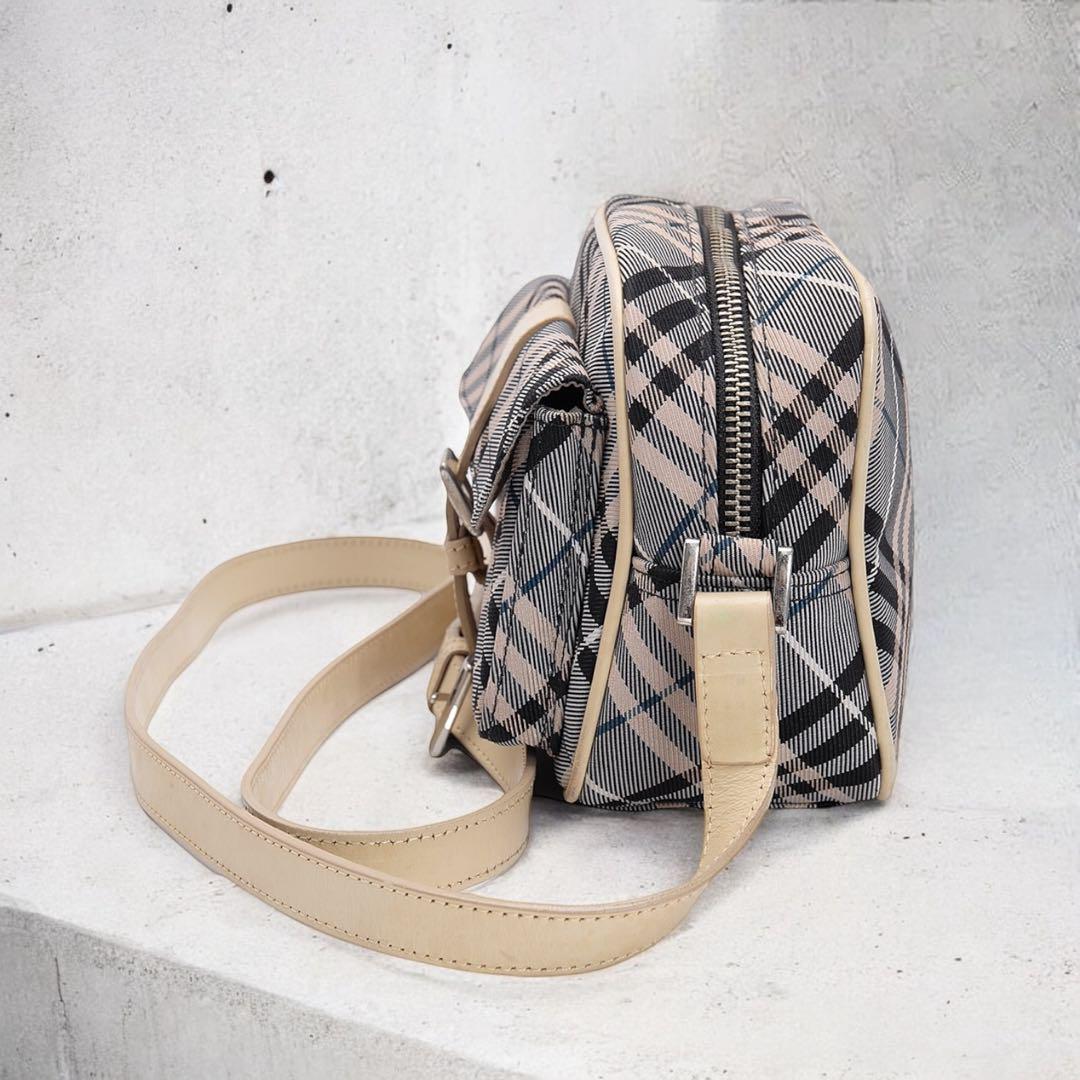 美品BURBERRY BLUE LABEL チェックレザー ミニショルダーバッグ