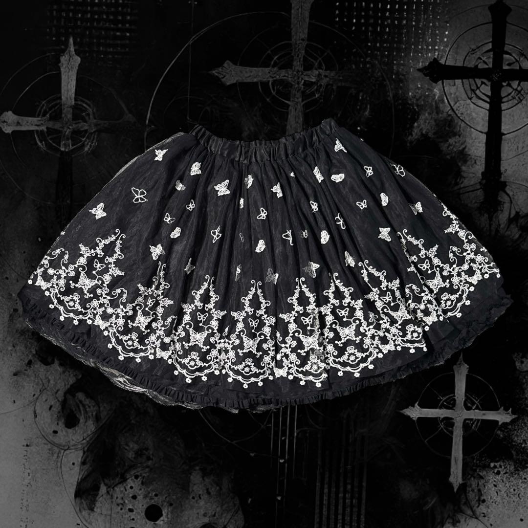 【00s】AxesFemme Mesh 蝶刺繍Skirt 平成グランジ森ガール