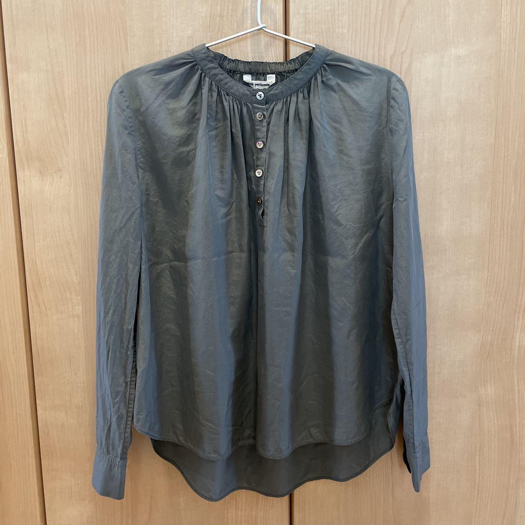 mina perhonen ミナペルホネン シルクブラウス グリーン 36